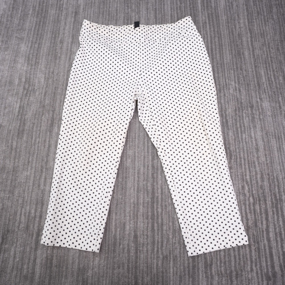 Chico's Crop Pants Women 2.5 White Black Polka Dot So Slimming Pull On Excellent